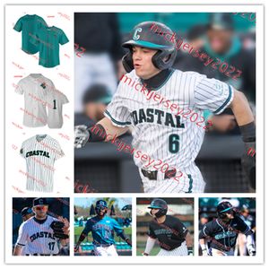 Maillot de baseball des Chanticleers de la Caroline côtière Jacob Morrison Darin Horn Bryce Shaffer Matthew Potok Levi Huesman Maillots de la Caroline côtière personnalisés pour hommes et jeunes