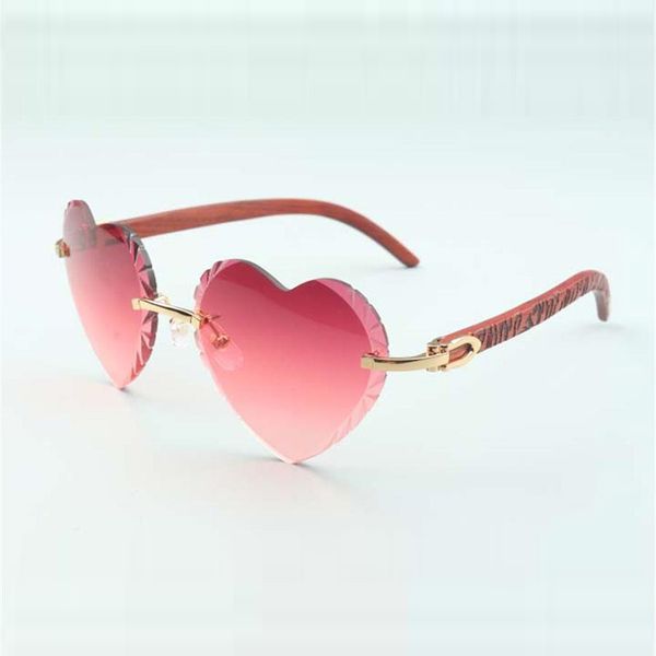 lunettes de soleil côtières 8300687 avec verres coupants en forme de coeur et branches en bois de tigre naturel taille 58-18-135 mm