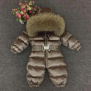 Abrigo de 04 años de espesor para niños, traje de nieve para niños pequeños, prendas de vestir de invierno, abrigo, chaqueta de nieve, mono cálido con capucha de piel Real Z105