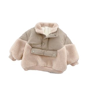 Jas 06 jaar oude kinderen kleren lam wol stiksel herfst winter baby top plus fluwelen Koreaanse stijl gevulde jas meisjes 221125