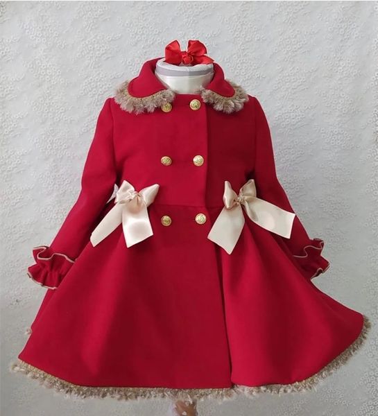 Manteau en laine pour bébé fille de 112 ans, automne-hiver, personnalisé, personnalisé, anglais, espagnol, rouge, princesse, pour noël, décontracté, 231009