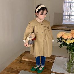 Manteau Trench pour enfants de 2 à 9 ans, veste de printemps et d'automne pour bébés filles, Style moyen, Double boutonnage, coupe-vent ample, vêtements Hw35