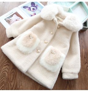 Manteau d'hiver long en coton et vison pour enfants et filles, épais, 2023, 221130