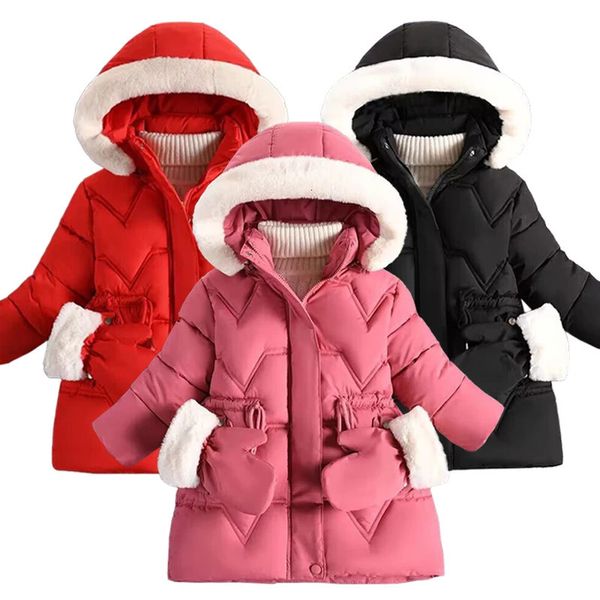 Manteau 3-7 ans hiver garder au chaud filles veste solide Long Style coupe-vent à capuche manteau pour enfants enfants vêtements d'extérieur de noël 231204