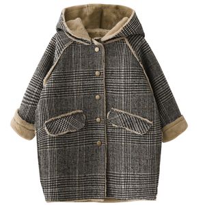 Manteau 4-15 ans enfants Outwear hiver pour fille Plaid épaissir veste en laine adolescente enfants tenue longue survêtement chaud polaire 230222