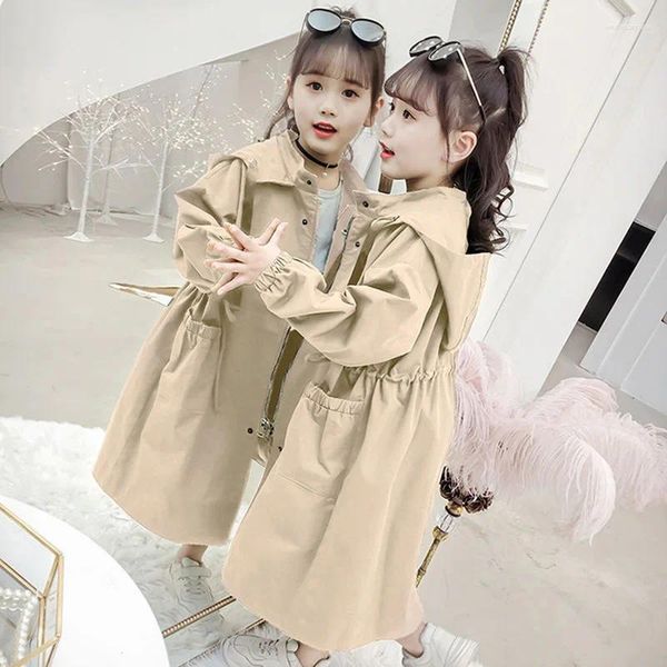 Manteau de printemps pour enfants de 6, 8, 10, 12, 14 ans, veste coupe-vent longue, manteaux, vêtements pour filles et adolescents, Trench pour bébé, 2024