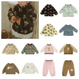 Manteau AM veste en laine pour enfants, vêtements d'hiver pour petites filles, sweat-shirt chaud imprimé d'agneau coréen, tenue supérieure, 2023, 231113