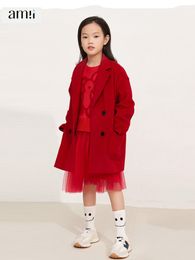 Manteau amii enfants fille en revers veste en laine à double boutonnage pour adolescent hiver épaissir enfants pardessus 22140116 221122