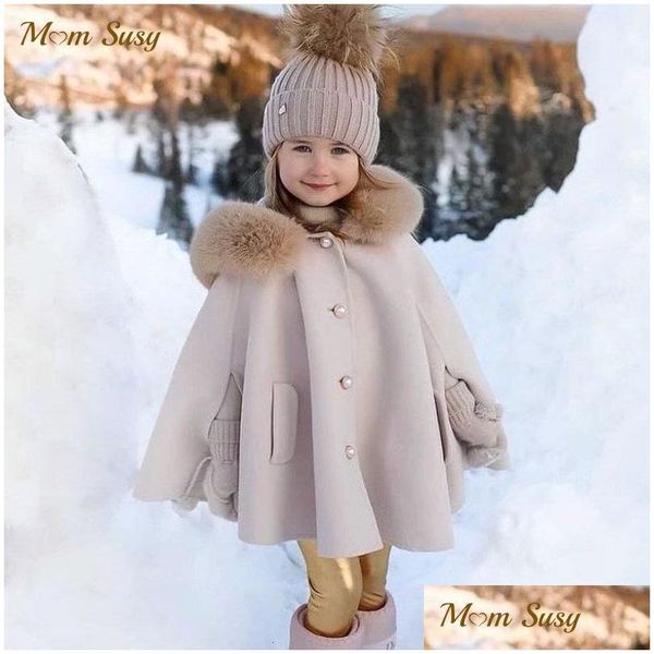 Manteau bébé fille fausse fourrure cape à capuche hiver enfant en bas âge adolescents enfant princesse cape vêtements d'extérieur haut chaud enfant vêtements 216Y 221128 livraison directe Dh9F5