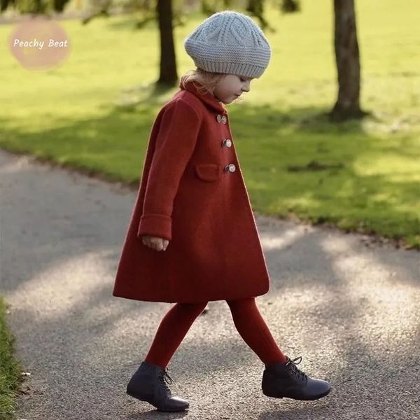 Manteau bébé fille princesse noël rouge laine à manches longues infantile enfant en bas âge épais Leggings veste vêtements d'hiver 18M10Y 231008