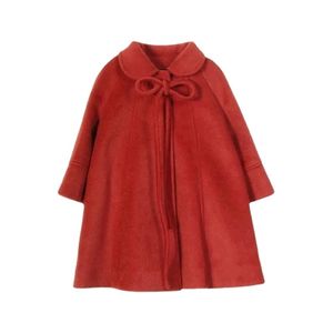 Manteau Bébé Fille Princesse Noël Veste En Laine Chaud Enfant Revers Tweed Manteau Rouge Manteau Printemps Automne Hiver Bébé Outwear Vêtements 110Y 221128