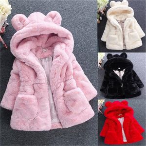 Coat Baby Girls Warm Winter Coats Thick Faux Fur Fashion Kids Hooded Jacket Outerwear Children Clothing Fit 2 3 4 6 7 Years a 230620