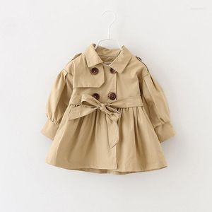 Manteau bébé veste princesse ceintures vêtements d'extérieur pour enfants décontracté Style solide enfants vêtements mignon fille coréen bambin arc Trench