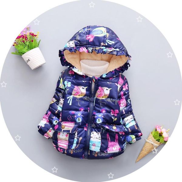 Manteau BibiCola Veste D'hiver Pour Filles Bébé Polaire Enfants Parka Catoon Graffiti À Capuche Animal Neige Costume Enfants