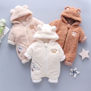 Jas geboren baby lente winterkleding jas meisjes jumpsuit jongens zacht lamsvleetbeer 0 18 maanden 230209