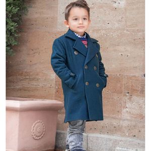 Manteau garçon Double boutonnage laine mélange manteaux hiver enfants chaud Slim Fit officiel enfants vestes froides pardessus complet Gentleman vêtements 230926