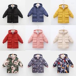 Manteau Garçons Et Filles Coton Vêtements D'hiver Enfants Épaissie Rembourrée À Capuche Veste Enfant De Longueur Moyenne