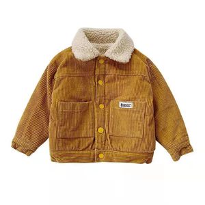 Jas jongens herfst corduroy kasjmier midden- en kleine kinderwinterkleding dubbelzijdig jasje lamsfleece top 230928