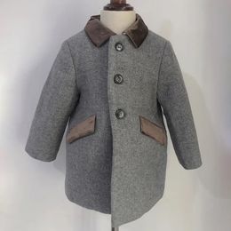 Manteau enfants Boutique vêtements hiver garçon gris laine motif à chevrons britannique chaud matelassé veste année Eid vêtements 231009
