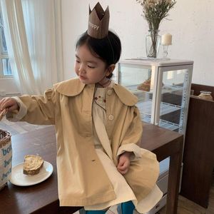 Abrigo para niños ropa de niños niños 2023 primavera otoño de estilo de estilo coreano solapa suelta simple retro largo