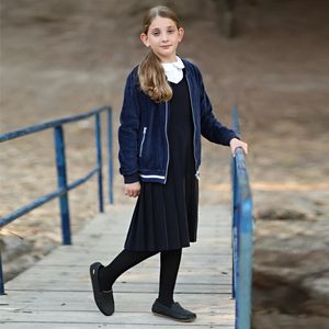 Manteau Enfants pull 5t 16t veste en velours bleu tenue scolaire ouverture avant fermeture éclair vêtements garçon et filles sweat-shirt avec poche latérale 231019