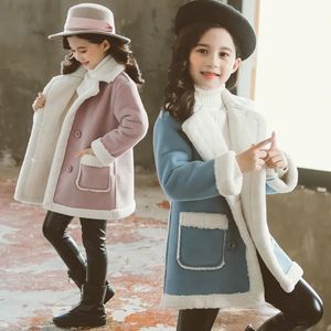 Manteau enfants mélanges de laine manteaux pour filles hiver adolescent vêtements de neige fourrure vestes d'extérieur épais chaud 6 7 8 9 10 11 12 14 ans 231113