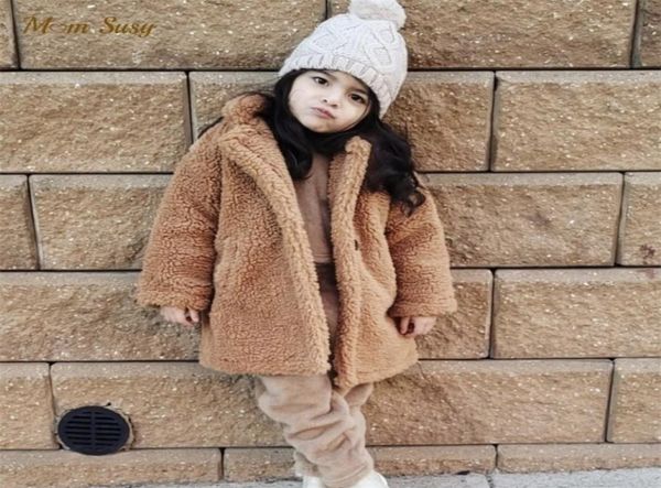 Manteau mode bébé fille garçon veste hivernale fourrure épaisse mouton chaud comme des vêtements longs longs en vrac de haute qualité 2 14y 2210136560382