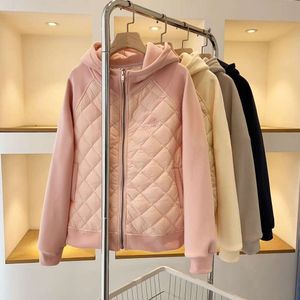 Mantel für Damen Herbst und Winter Neu 2023 Heißer Verkauf einfarbige Baumwollstrickjacke mit verdicktem Diamant-Patchwork-Baumwolljacke Hoodie