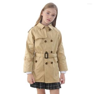 Abrigo para niñas, gabardina de doble botonadura, chaquetas clásicas para niños, chaqueta cortavientos con solapa, vestido de primavera y otoño, prendas de vestir, chaquetón