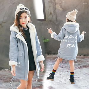 Jasmeisjes winterkleding 2023 kinderen verdikte pluche windjager Autumn Kids Cotton met katoenen gevoegde jas bovenkleding P254