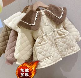 Manteau d'hiver en laine pour filles, manteau en coton pour enfants, manteau isolant épais, vêtements de parc solides pour enfants de 28 ans, 231102