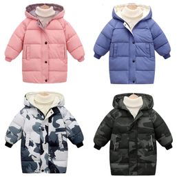 Manteau enfants vers le bas longs vêtements d'extérieur hiver automne vêtements garçons filles coton rembourré Parka manteaux grands enfants épais vestes chaudes 2-12Y 231108