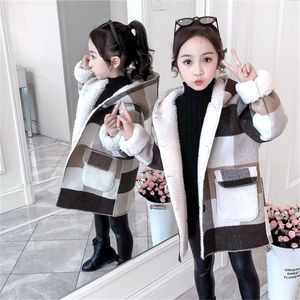 Jas meisje overjas winter mode plaid wol voor meisjes tieners herfstjack warm 8 bovenkleding kinderen winddicht 221130