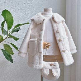 Abrigo niños niñas chaqueta outwear dulce piel sintética cálido más terciopelo espesar invierno lana al aire libre polar ropa para niños 221130