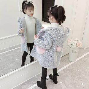 Manteau coréen enfants veste pour filles hiver vison cheveux chaud pardessus mode vêtements vêtements d'extérieur pour enfant automne 412 année 231008