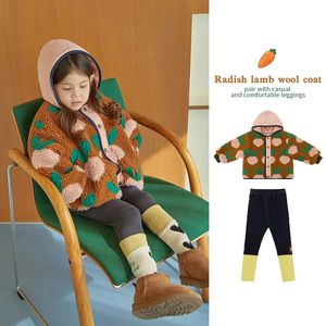 Manteau coréen pour enfants, vestes d'agneau pour enfants d'hiver 2023 PS, vêtements d'extérieur pour garçons et filles, Leggings chauds, vêtements de noël 231113