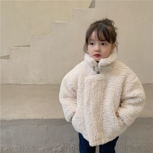 Manteau coréen solide épaissir enfants veste chaude mode fermeture éclair décontracté laine d'agneau pour fille vêtements de bébé filles hiver s 221130