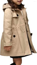 Mantel Kleine Mädchen Einreiher Trenchkleid Oberbekleidung Mode Windjacke Frühling Herbst Mit Kapuze Kinder Kleidung