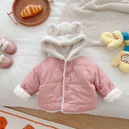 Jas Nieuwe Katoenen Kinderjurk Herfst Winter 0-5y Meisjes Baby Plus Fluwelen Dikke Warme Jas Met Capuchon Kinderen Jongens Eenvoudig Mode Topjas 231117