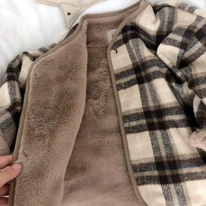 Manteau PTKPCC automne et hiver laine Plaid enfants en peluche Version coréenne garçons filles manteaux en vrac bébé rembourré vêtements 231008