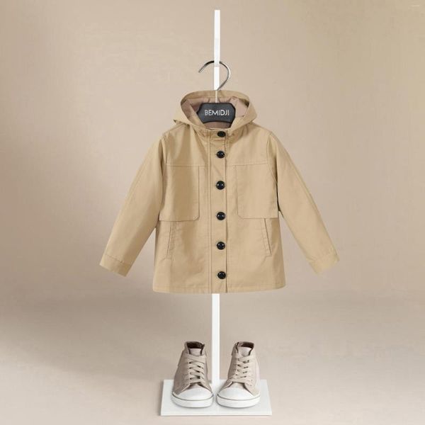 Manteau printemps-automne pour enfants de 2 à 7 ans, Trench à la mode, garçons et filles, grand coupe-vent à simple boutonnage, vêtements d'extérieur pour enfants