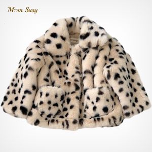 Jas susy mode baby meisje jongen winter jas luipaard faux fur dikke baby toddle warme kleding uit het kader 1-8y 230222