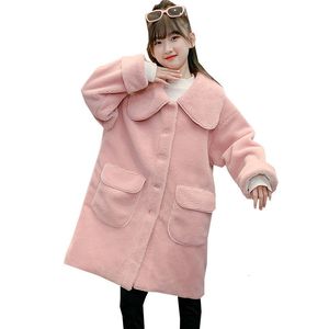 Abrigo Niñas adolescentes Chaquetas de color caqui rosa 5 14 años Niños Invierno Cálido Mezclas de lana Moda Estilo largo coreano Prendas de abrigo Abrigos para niños 221122