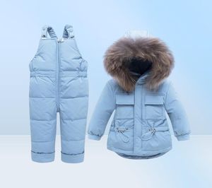 Jas Peuter Jongens Meisjeskleding Sets Children039s Donsjack Winter Super Warm Capuchon Echt Bont Kinderen Kostuum Sneeuwpak Dik7893520