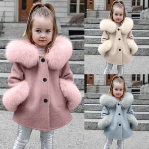 Abrigo Chaqueta a prueba de viento de invierno para niñas pequeñas Ropa de abrigo con capucha de lana cálida para niños 231107