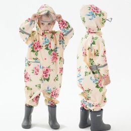 Abrigo Unisex para niños, chaquetas con capucha de manga larga con estampado Floral, chubasquero impermeable para niños pequeños, bebés, niñas, niños, Poncho # g4