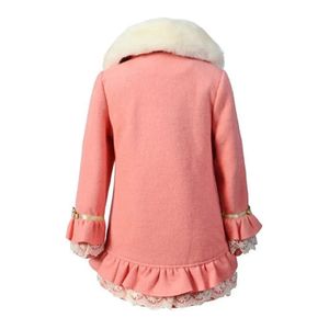 Abrigo Wholesale2016 Abrigos de invierno con cuello de lana sintética para niñas Chaqueta cálida Abrigo largo Parka