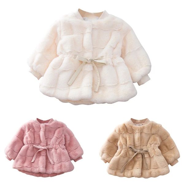 Manteau hiver bébé fille fausse fourrure manteau automne épaissir polaire enfants vêtements infantile hauts doux arcs vêtements pour enfants tenue coréenne 231020