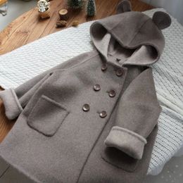 Manteau d'hiver en laine pour bébé, veste de dessin animé, vêtements d'extérieur pour enfants, manteau à capuche à manches longues, 231109