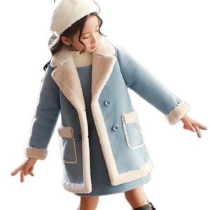 Jas winter wollen jasje voor meisje plus fluweelverdikking houd warme mode patchwork casual parkas childrens kleding 221125
